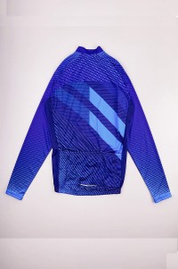 Making Long Sleeve Breathable Cycling Shirts Custom Blue Zip Style Moisture Wicking Road Cycling Shirts Cycling Shirt Shop SKCSCP007 front view